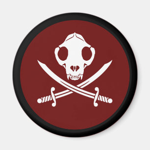 Funny Black White Jolly Kattunge Pirat Skull Bones Magnet