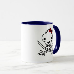 Funny Black White Jolly Kattunge Pirat Skull Bones Mugg