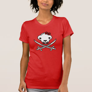 Funny Black White Jolly Kattunge Pirat Skull Bones T Shirt