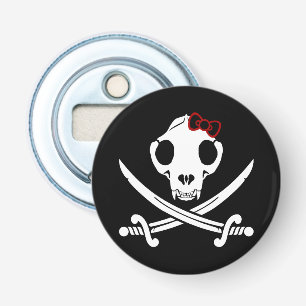 Funny Black White Jolly Kattunge Pirat Skull Saber Flasköppnare