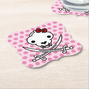 Funny Black White Jolly Kattunge Pirat Skull Saber Underlägg Papper