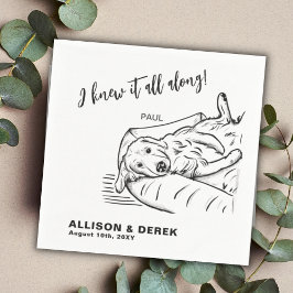 Funny Black White Minimalist Hund Cat Pet Bröllop Pappersservett