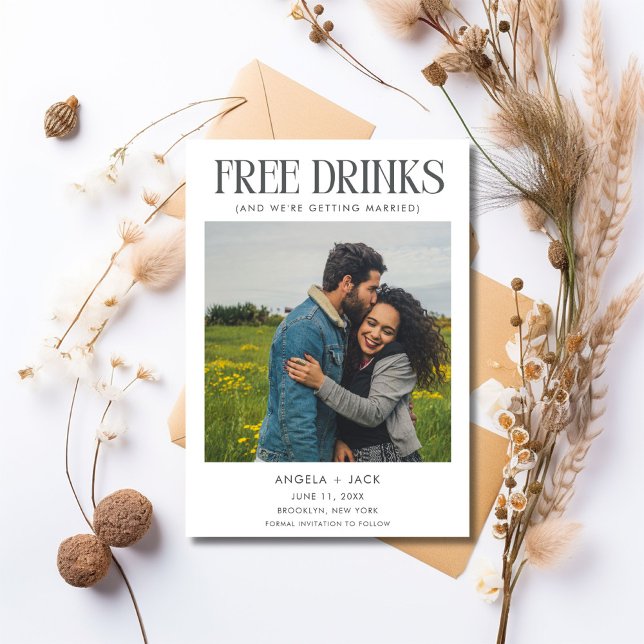 Funny Black White Photo Bröllop spara datum Datumet (Unique Photo Wedding Save the Date)