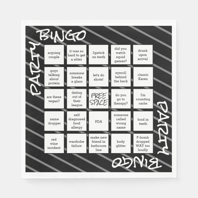 Funny Black White Rand Party Napkins Pappersservett (Framsidan)