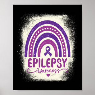 Funny Bleached Rainbow Lila Ribbon Epilepsy Awar Poster