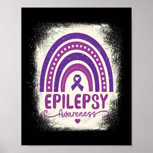Funny Bleached Rainbow Lila Ribbon Epilepsy Awar Poster (Framsidan)
