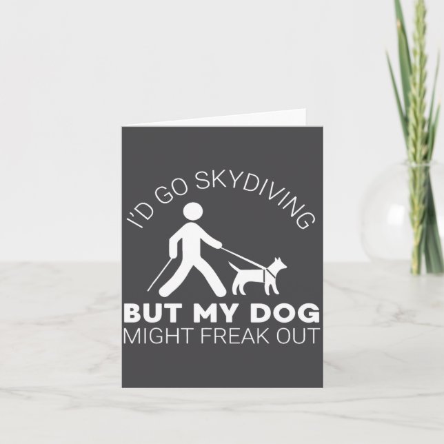 Funny Blind Joke Gift Seeing Eye Dog Skydiving Bli Kort (Framsida)