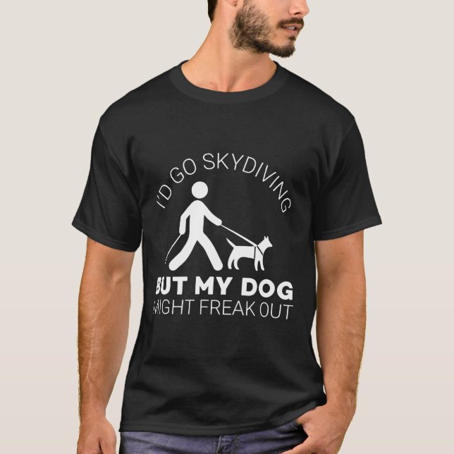 Funny Blind Joke Gift Seeing Öga Hund Skydiving Bl T Shirt (Framsida)