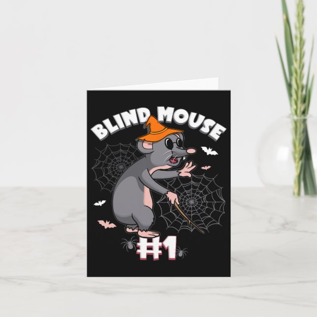 Funny Blind Mouse #1 Halloween Ghost Group-familj Kort (Framsida)