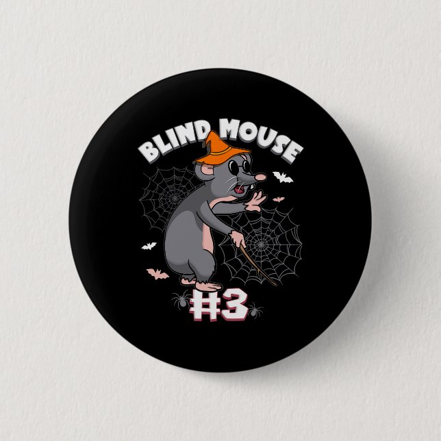 Funny Blind Mouse #3 Halloween Ghost Group-familj Knapp (Framsida)