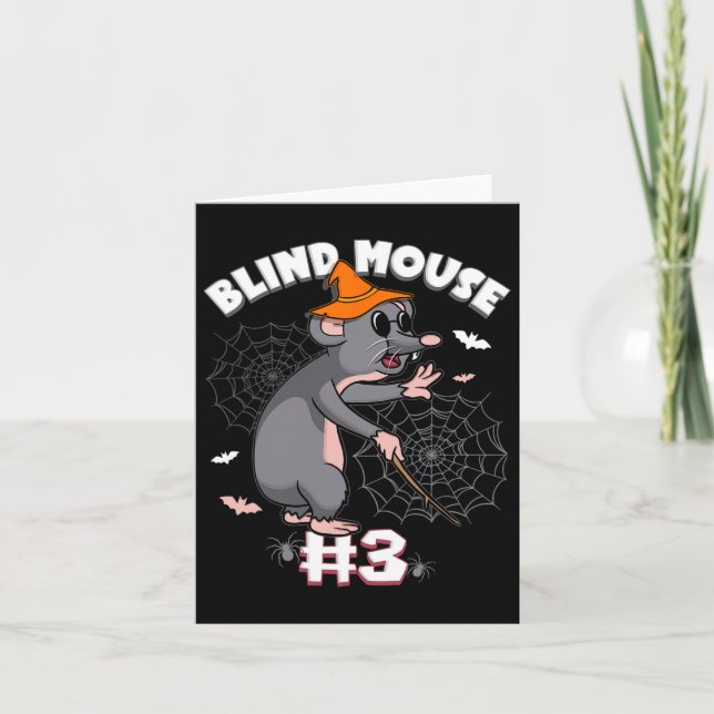 Funny Blind Mouse #3 Halloween Ghost Group-familj Kort (Framsida)