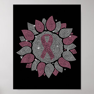 Funny Bling Solros Rosa Ribbon Breast Cancer Aw Poster
