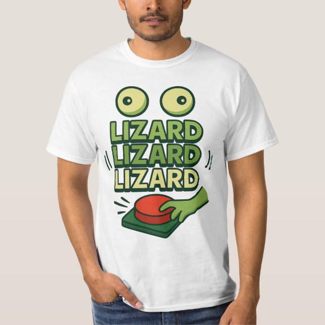 Funny BlinkGrönt Lizard Preston Button Ljud T Shirt (Framsida)