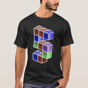 Funny Blocks Byggnad 5:e födelsedagspressen Coola T Shirt