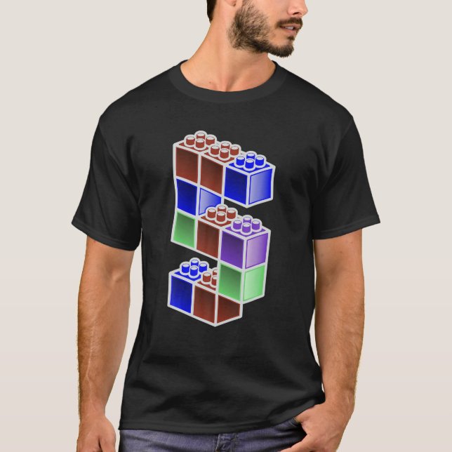 Funny Blocks Byggnad 5:e födelsedagspressen Coola  T Shirt (Framsida)