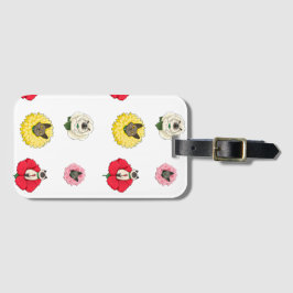 Funny Blommigt Cat Ansikte Bagagebricka