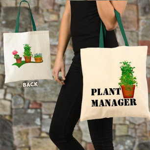 Funny Blommigt Plant Manager Front and Back Design Tygkasse