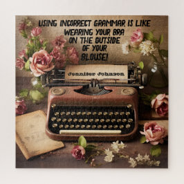 Funny Blommigt Typewriter Puzzle Pussel