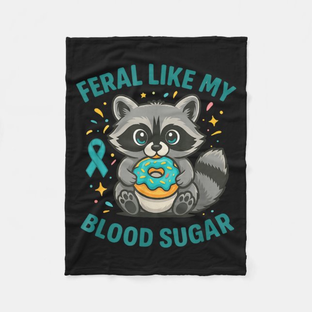 Funny Blood Sugar Raccoon Food Chaos Diabetes Fera Fleecefilt (Framsidan)