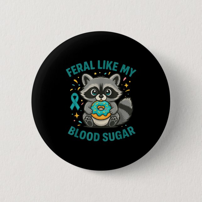 Funny Blood Sugar Raccoon Food Chaos Diabetes Fera Knapp (Framsida)