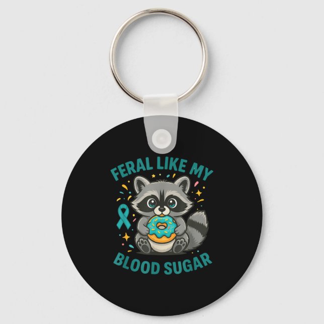 Funny Blood Sugar Raccoon Food Chaos Diabetes Fera Nyckelring (Framsida)