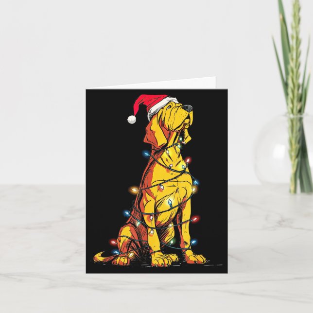 Funny Bloodhound Christmas Graphics Dog Lights Lov Kort (Framsida)