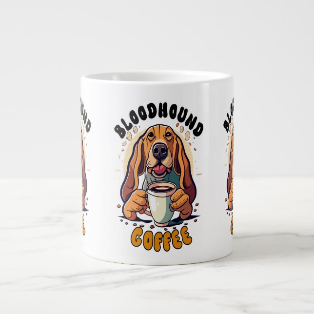 Funny Bloodhound hund dricker kaffe Specialty Mugg Jumbo Mugg (Framsidan)