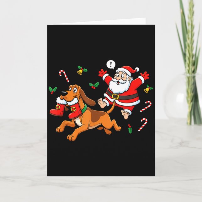 Funny Bloodhound Santa Claus Boots Christmas Women Kort (Framsida)