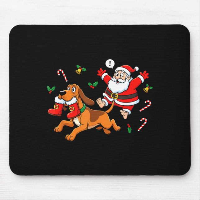 Funny Bloodhound Santa Claus Boots Christmas Women Musmatta (Framsidan)