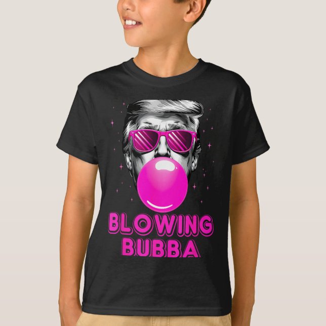 Funny Blowing Bubba  T Shirt (Framsida)