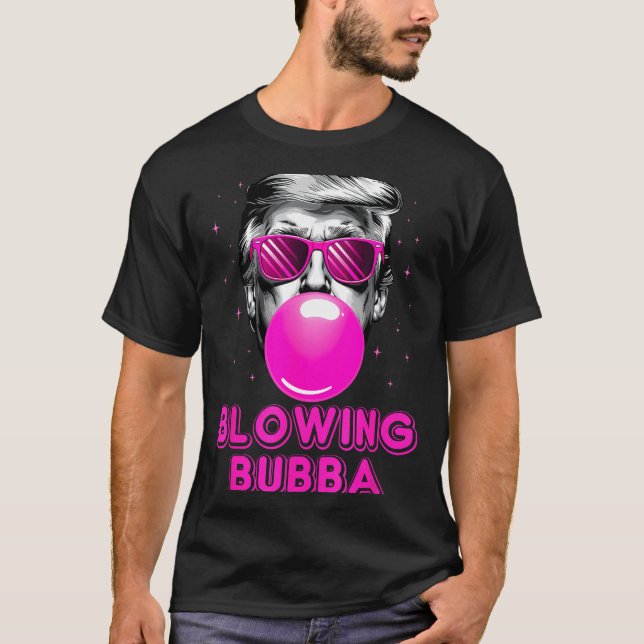 Funny Blowing Bubba  T Shirt (Framsida)