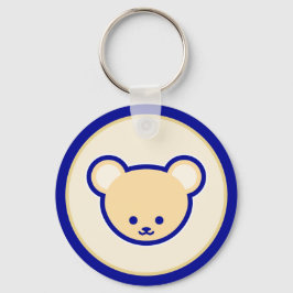 Funny Blue Beige Nalle Cute Tecknad Art Nyckelring