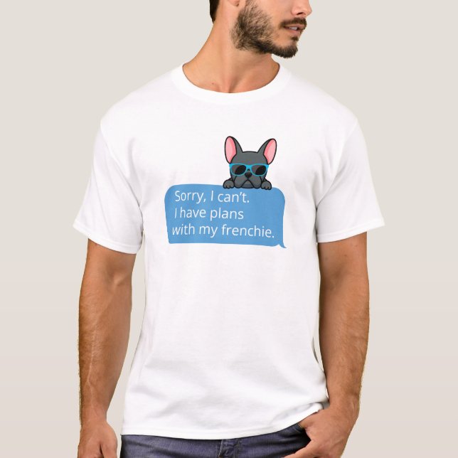Funny Blue Fransk Bulldog T Shirt (Framsida)