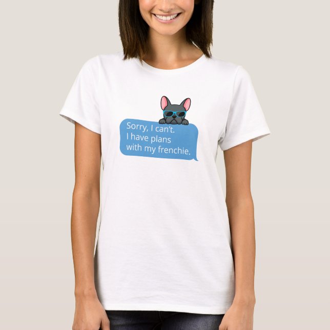 Funny Blue Fransk Bulldog T Shirt (Framsida)