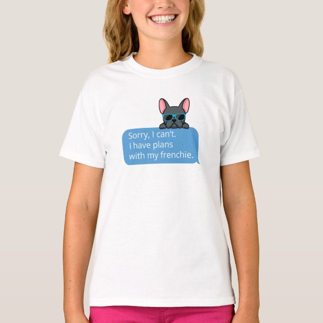 Funny Blue Fransk Bulldog T Shirt (Framsida)