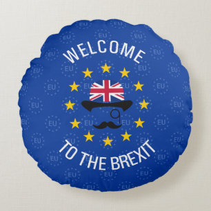 Funny Blue Gult European Union Brexit Pun Rund Kudde