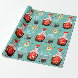 Funny Blue Kawaii Sushi Älskare God jul Presentpapper