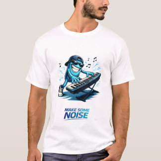 Funny Blue Keyboard Player Character Music  T Shirt