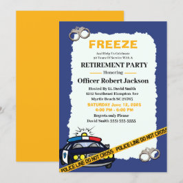 Funny Blue Police Officer Pension Party Inbjudningar