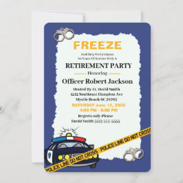 Funny Blue Police Officer Pension Party Invita Inbjudningar