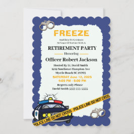 Funny Blue Police Officer Pension Party Invita Inbjudningar