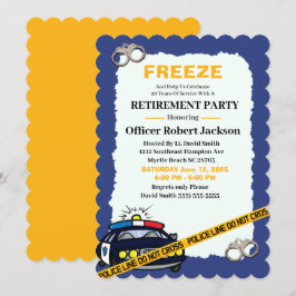 Funny Blue Police Officer Pension Party Invita Inbjudningar