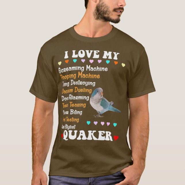 Funny Blue Quaker Shirt I Kärlek Quaker Parrot T (Framsida)
