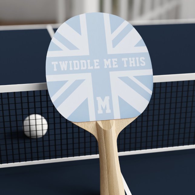 Funny Blue Union Jack Flagga Ping Pong Paddle Pingisracket (Add your initial and funny quote)
