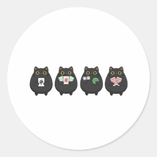 Funny Board Game Night , Mahjong Black Cat Runt Klistermärke