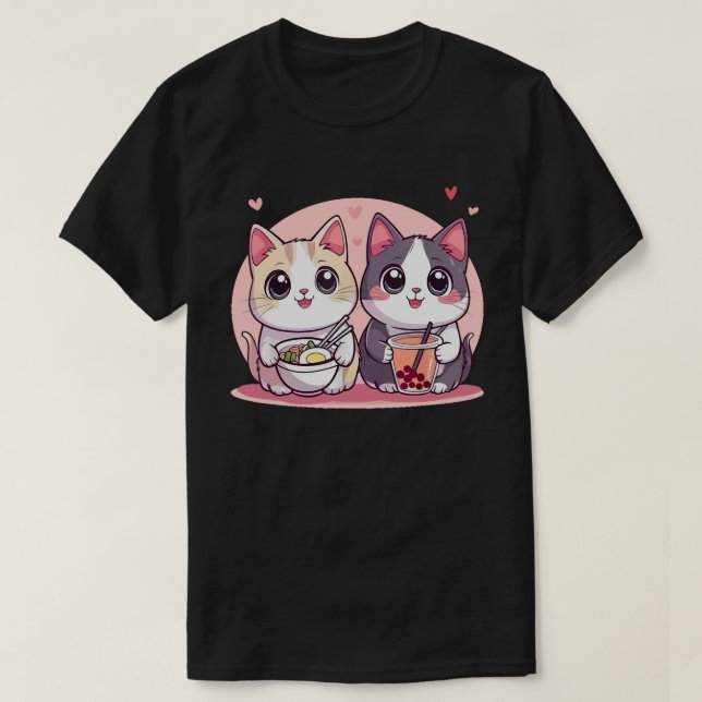 Funny Boba Ramen Cats Kawaii Anime Japan Cute Neko T Shirt (Design framsida)