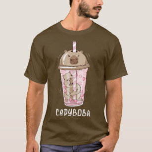 Funny Boba Tea Capybara Bubble Mjölk Tea Kawaii T Shirt