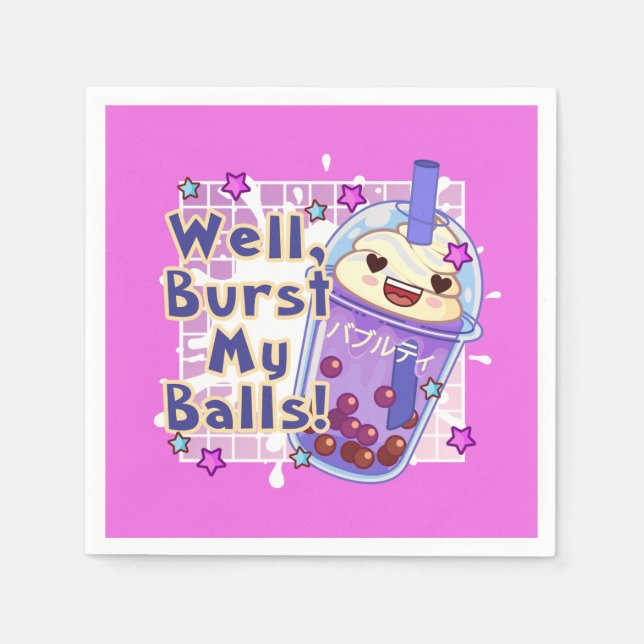FUNNY BOBA TEA WELL BURST MY BOLLAR DECOUPAGE PAPP PAPPERSSERVETT (Framsidan)