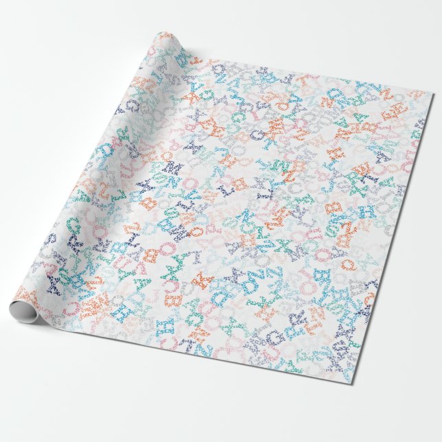 Funny Bobble Tecknad Brev Mönster Presentpapper (Utrullad)