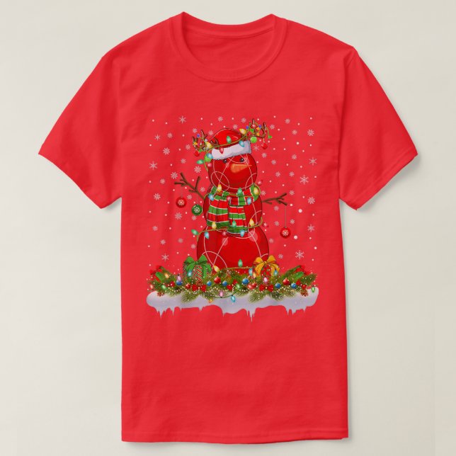 Funny Bocce Boll Snögubbe Julafton Ljus Bocce Chri T Shirt (Design framsida)